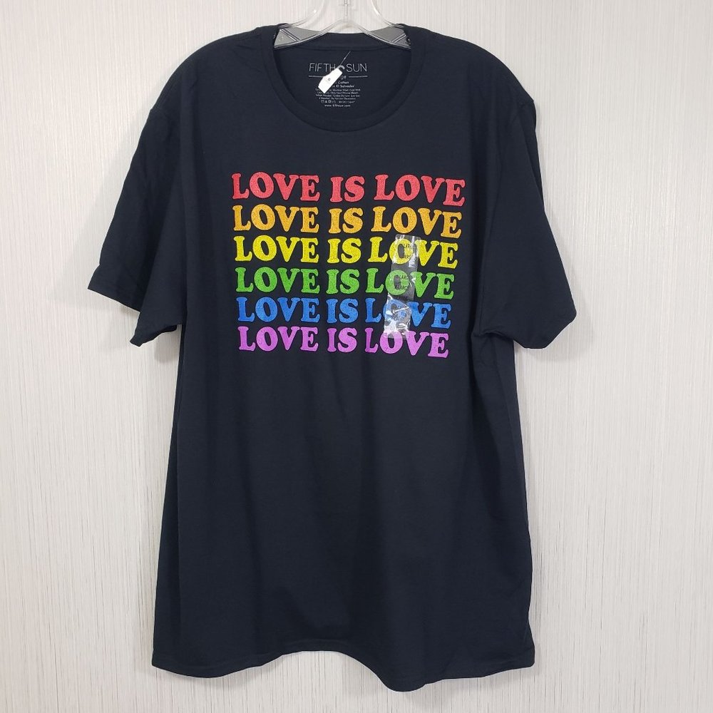Fifth Sun NWT Love is Love‎ rainbow graphic short sleeve shirt